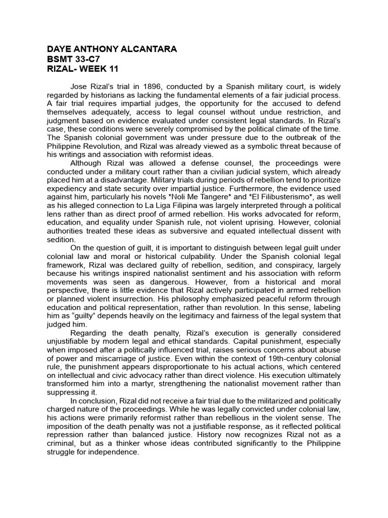 Week 11 Rizal | PDF | Capital Punishment | Justice