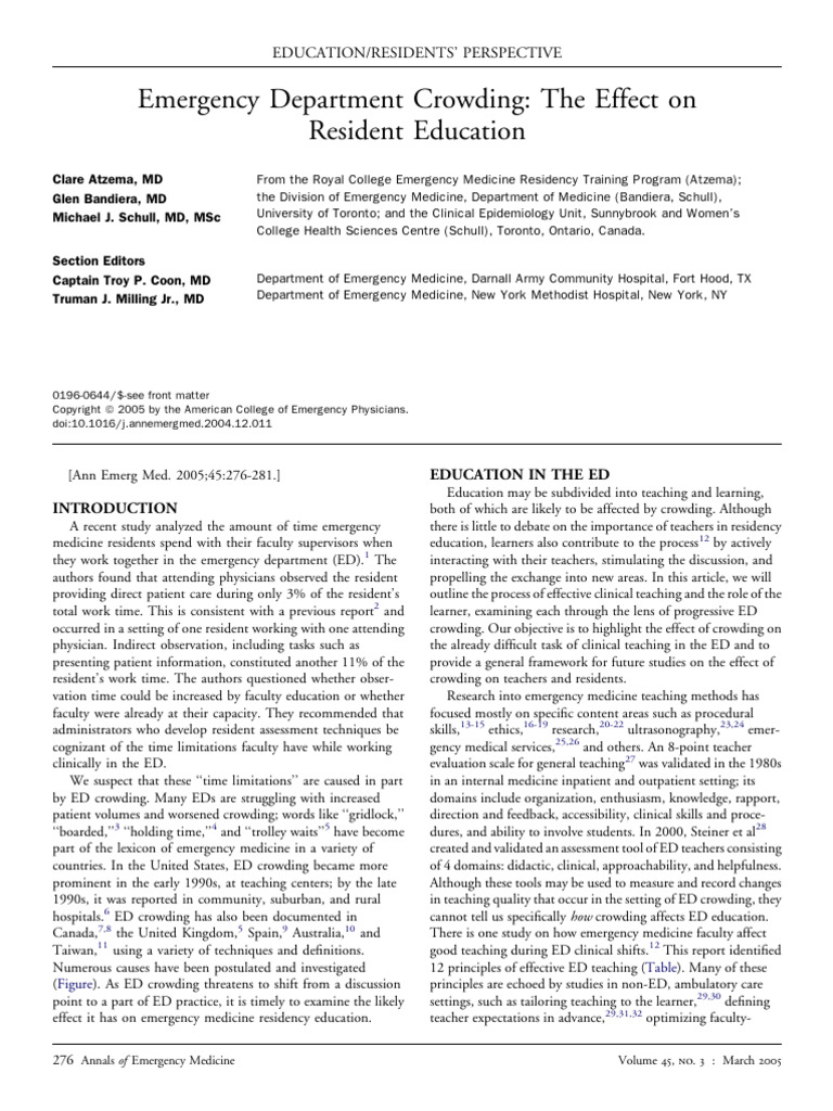 Emergency Department Crowding | PDF | Learning | Emergency Department
