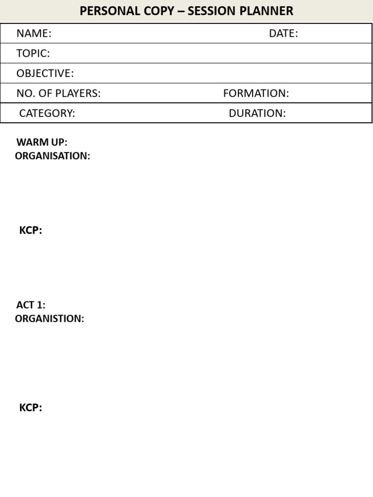 Personal Session Planer | PDF