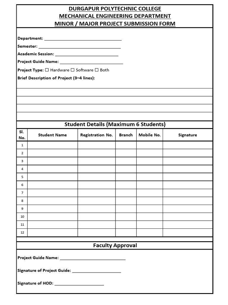 Project Form | PDF