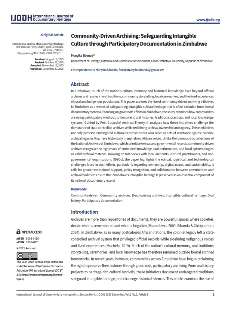 Community-Driven Archiving Safeguarding Intangible | PDF | Archive ...