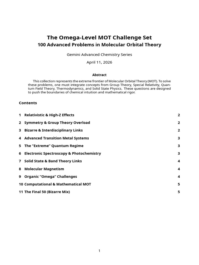 Omega-Level MOT Challenges | PDF | Chemical Bond | Molecular Orbital