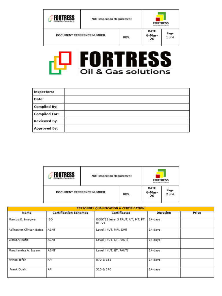 Inspection Requirement Doc 1 | PDF | Nondestructive Testing ...