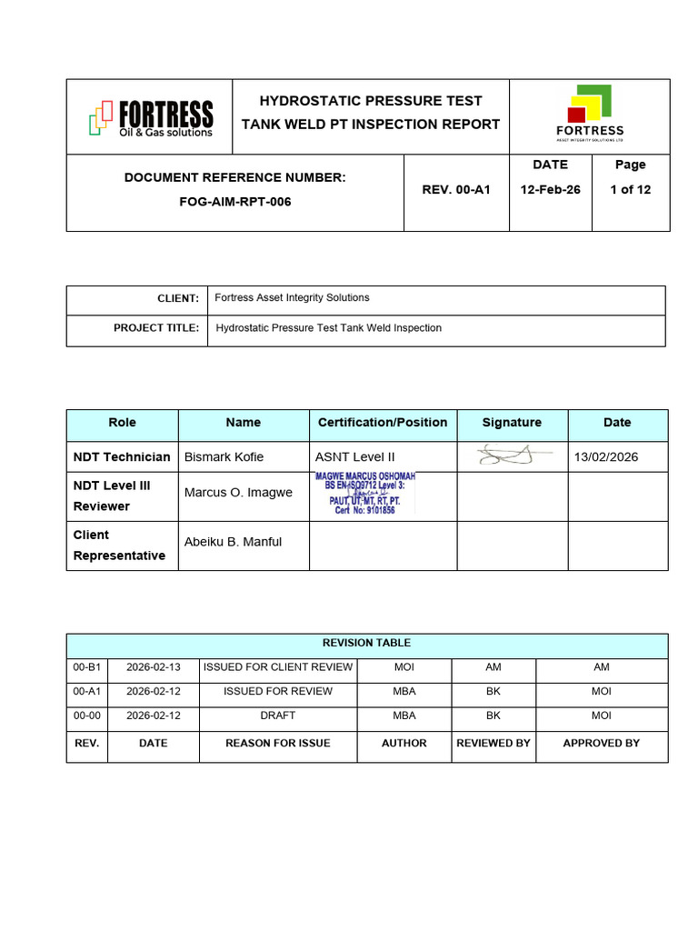 FOG-AIM-RPT-005-Hydrostatic Pressure Test Tank Weld PT Inspection ...