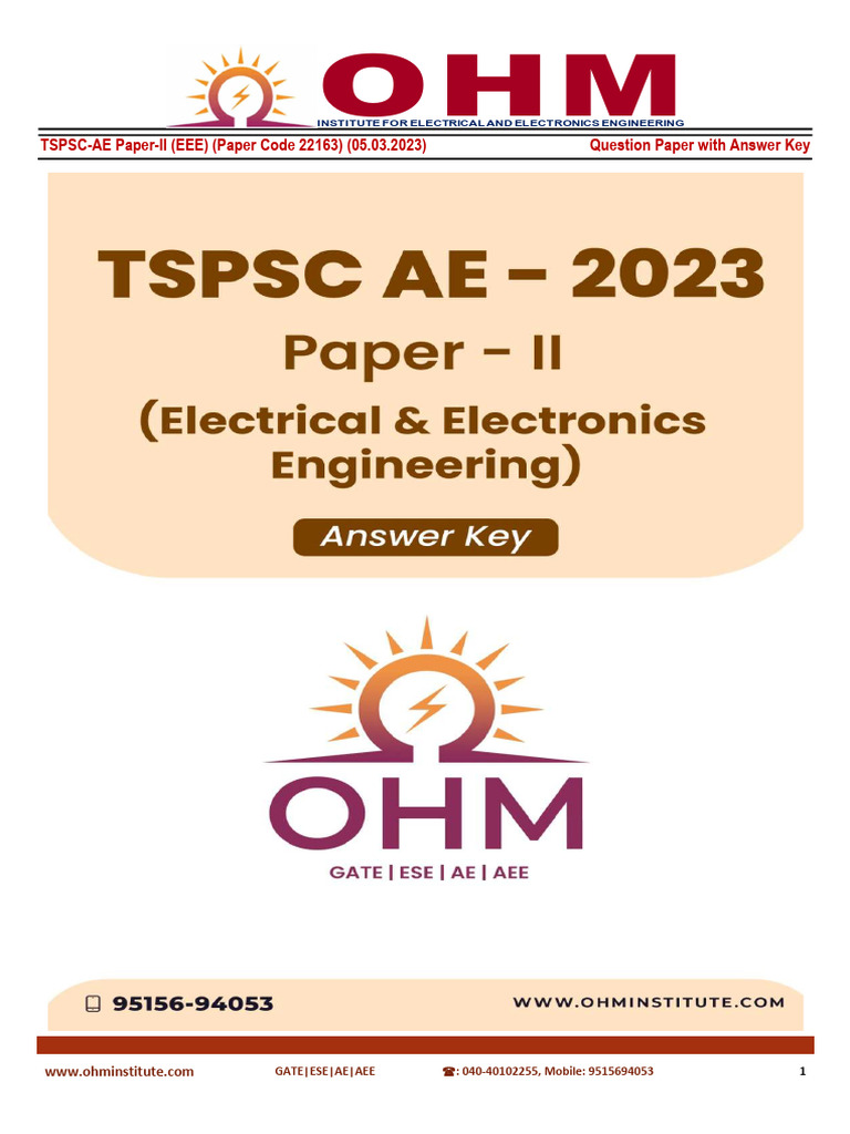 Ohm_tspsc_ae (Eee) Paper-II With Key (1)_260502174122 | PDF ...