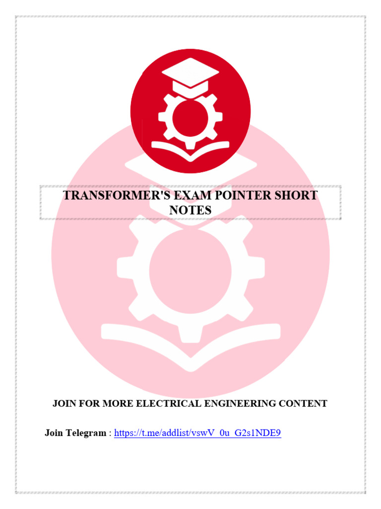 Transformer Short Notes Exam Pointer | PDF | Transformer | Physical ...