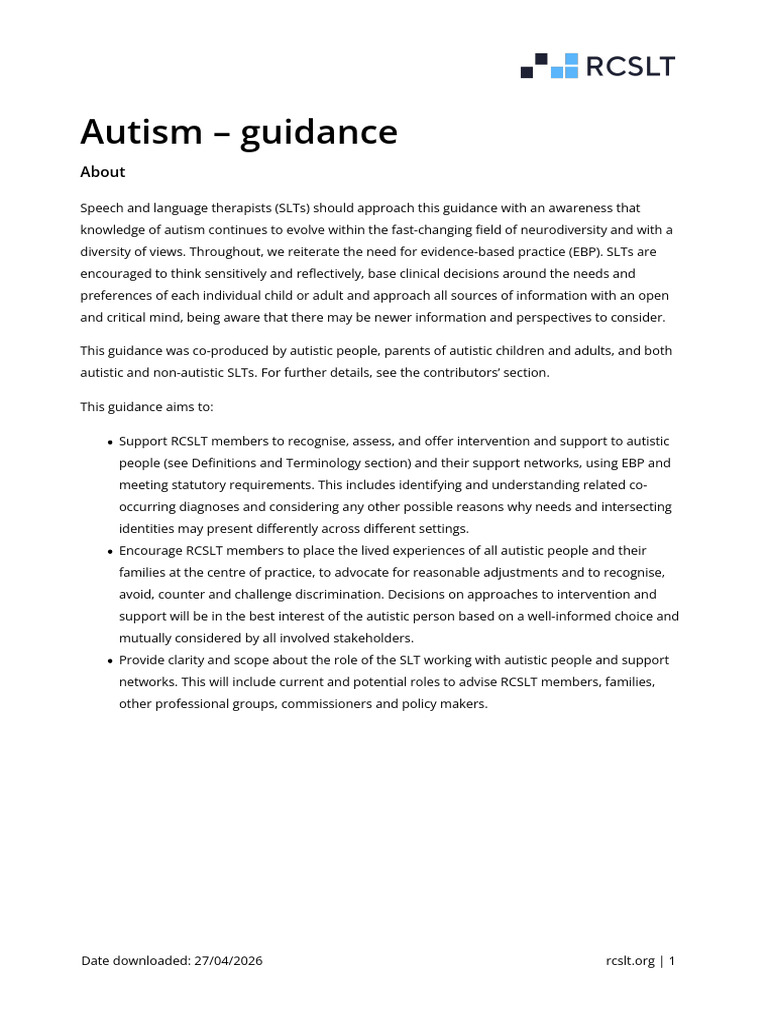 autism-guidance | PDF | Autism | Mental Disorder
