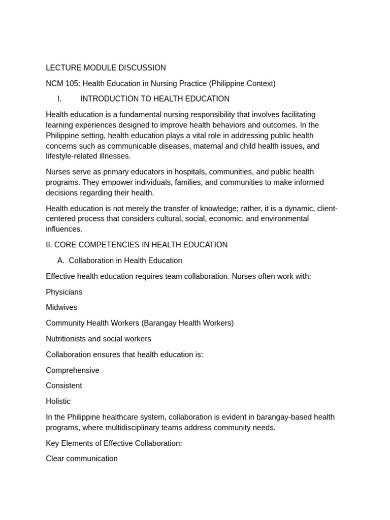 Final Module Health Education 2026 | PDF | Preventive Healthcare | Nursing