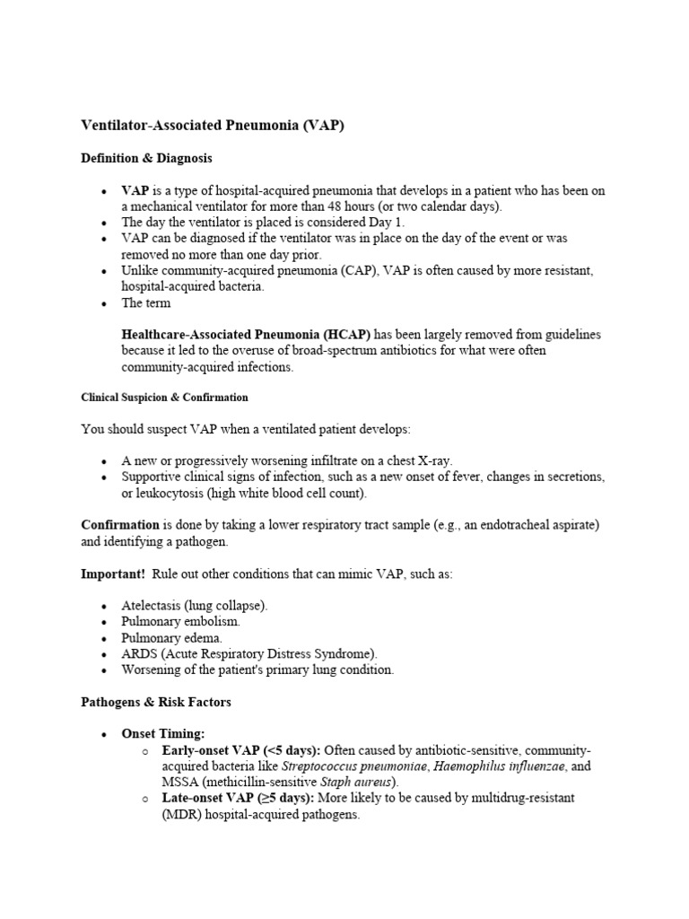 VAP Notes | PDF | Pneumonia | Medical Specialties