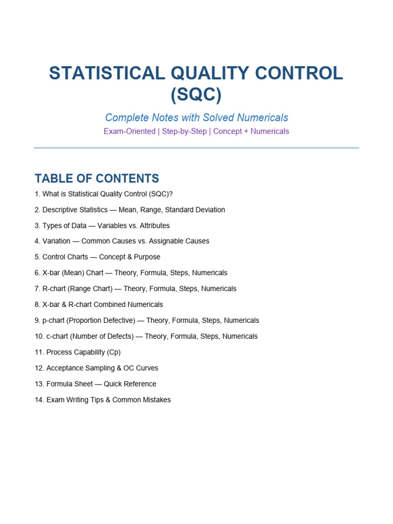Statistical Quality Control (Sqc) | PDF | Standard Deviation