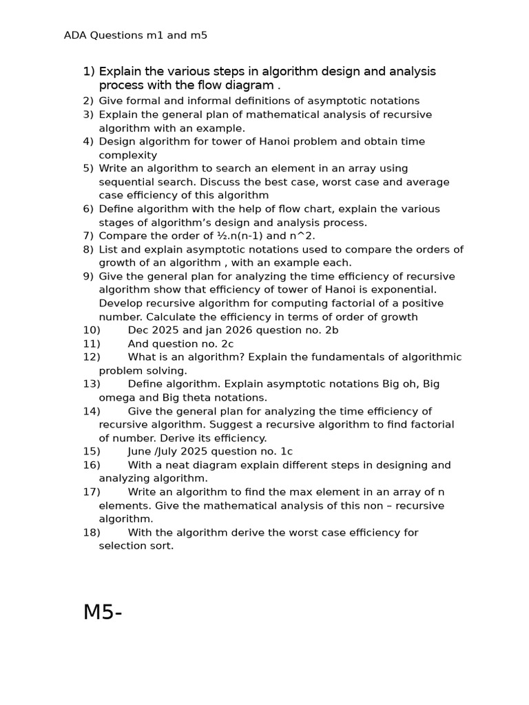 Question Bank Personal | PDF | Algorithms | Computer Science