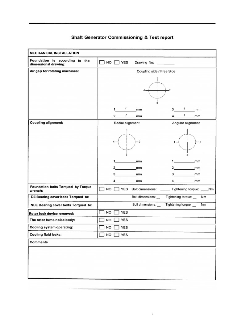Shaft Generator Commmisioning & Test Report | PDF | Torque | Electrical ...
