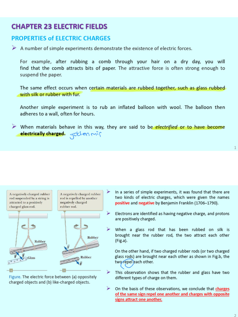 23 Chapter Electric Fields | PDF | Electric Charge | Electric Field