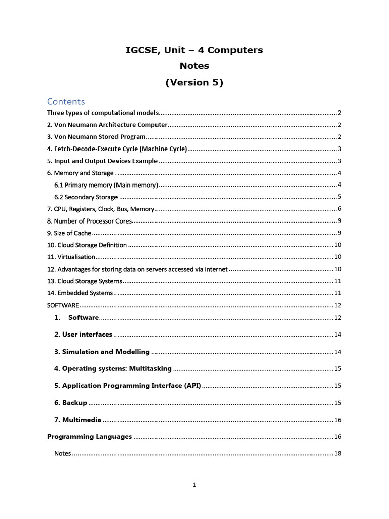 4. IGCSE-CS_Unit4_Notes(v5) | PDF | Computer Data Storage | Central ...