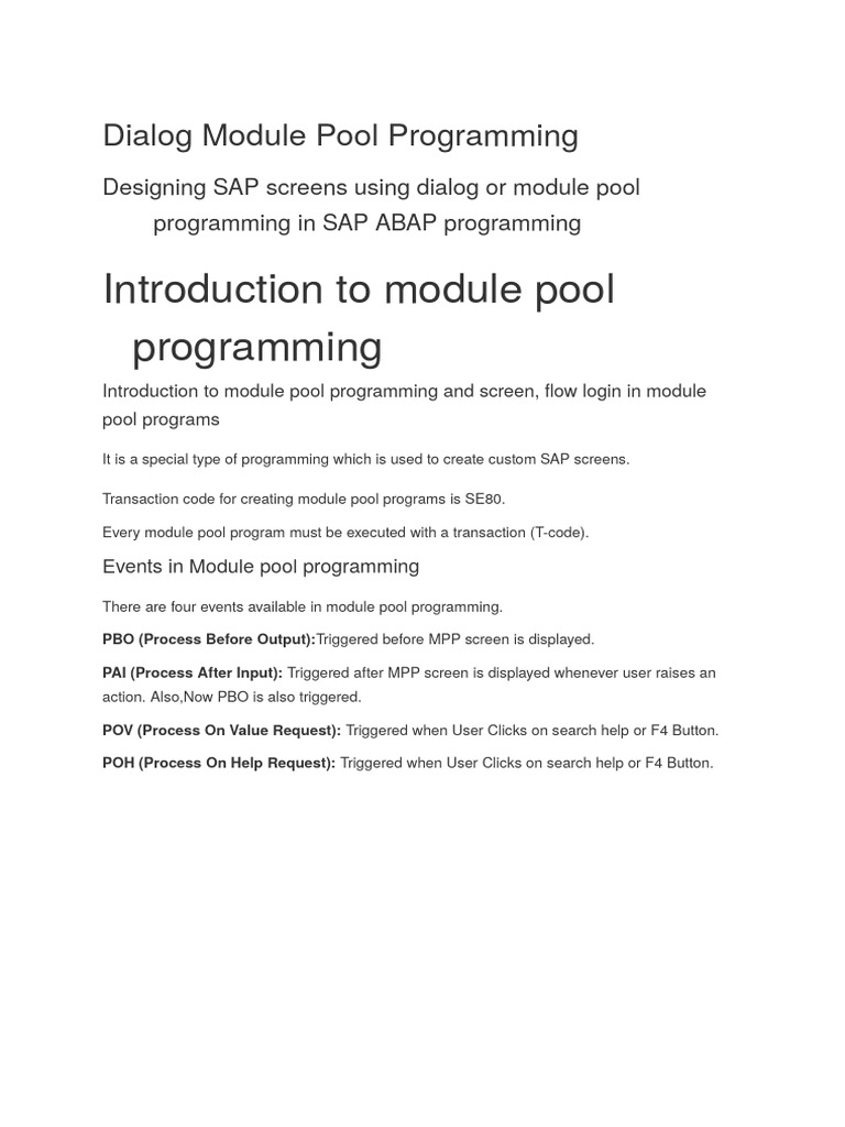 293918500 23 Dialog Module Pool Programming | PDF | Software | Computing