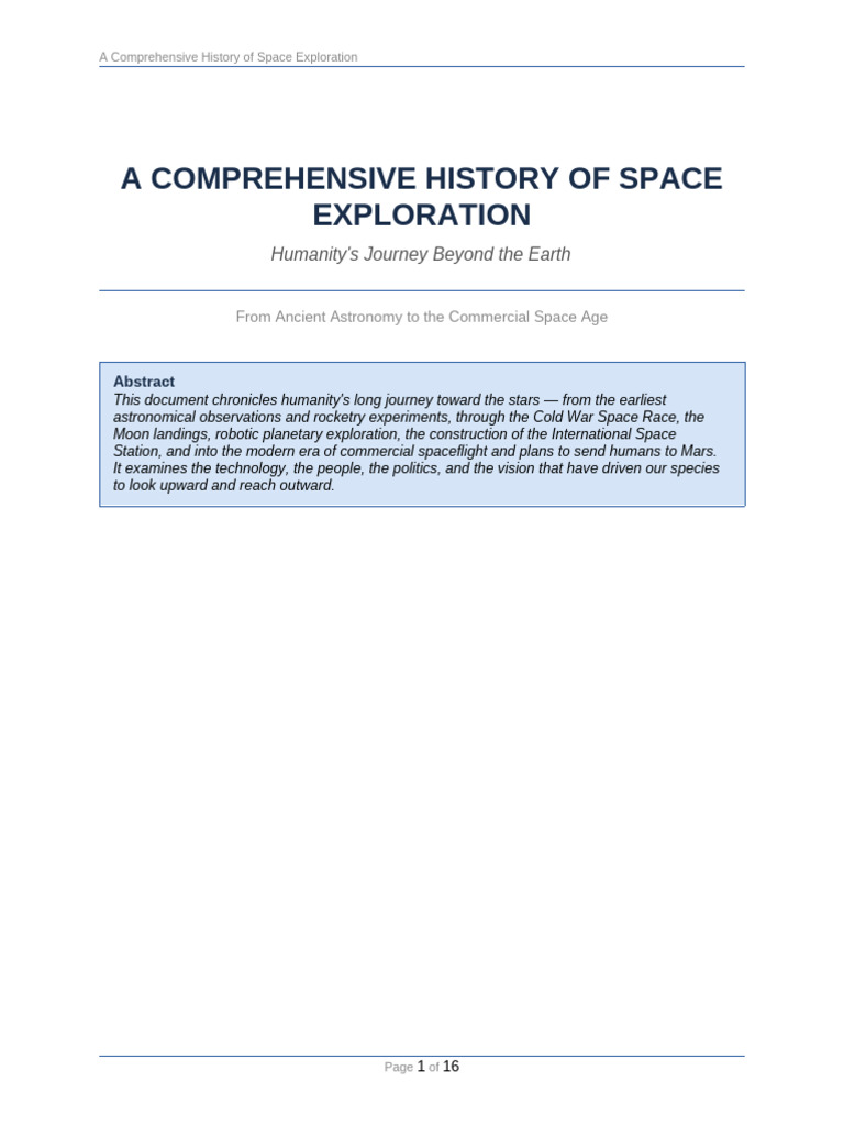 A Comprehensive History of Space Exploration | PDF | Apollo 11 | Apollo ...