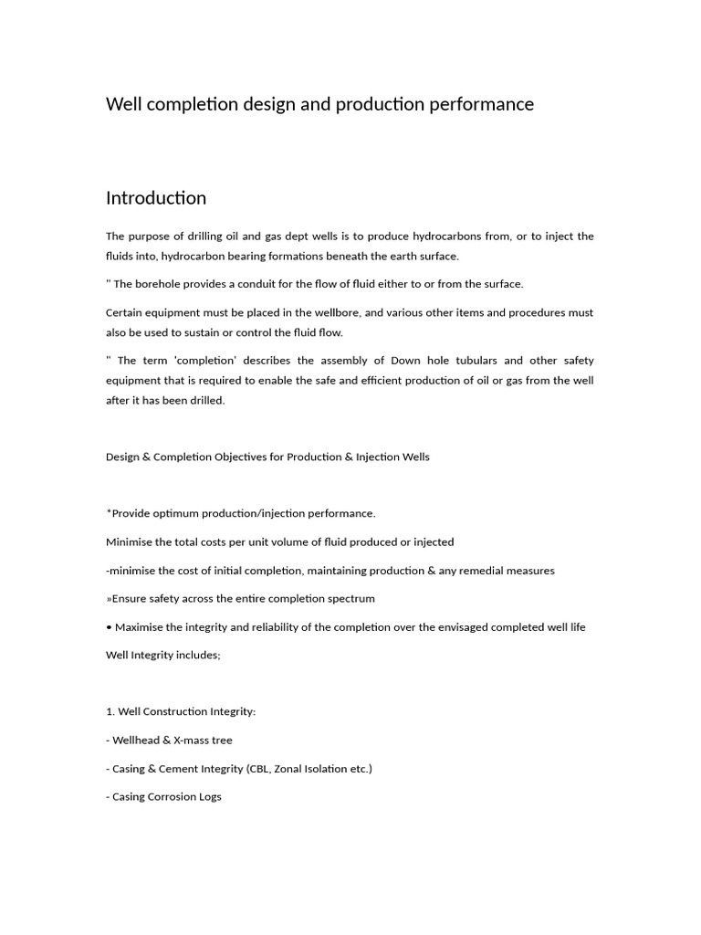 Well Completion | PDF | Casing (Borehole) | Petroleum Reservoir