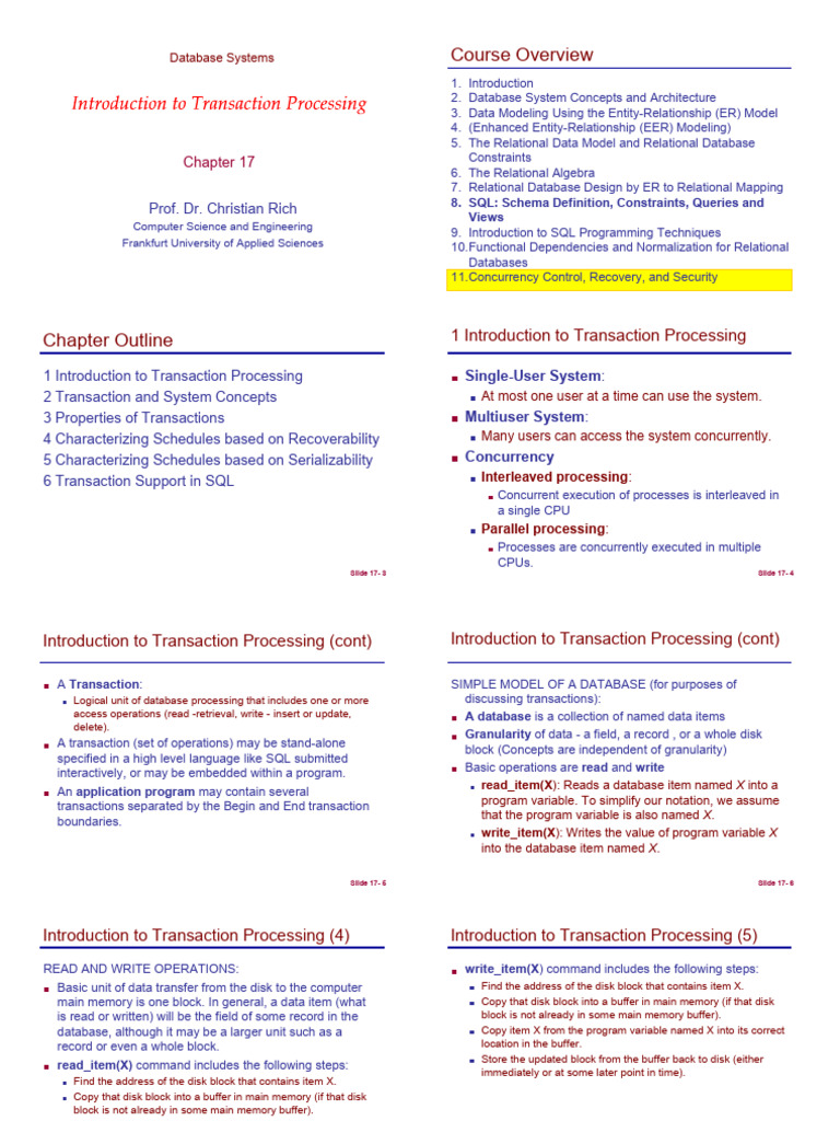 17 Transaction Processing 4-1 | PDF | Database Transaction | Databases