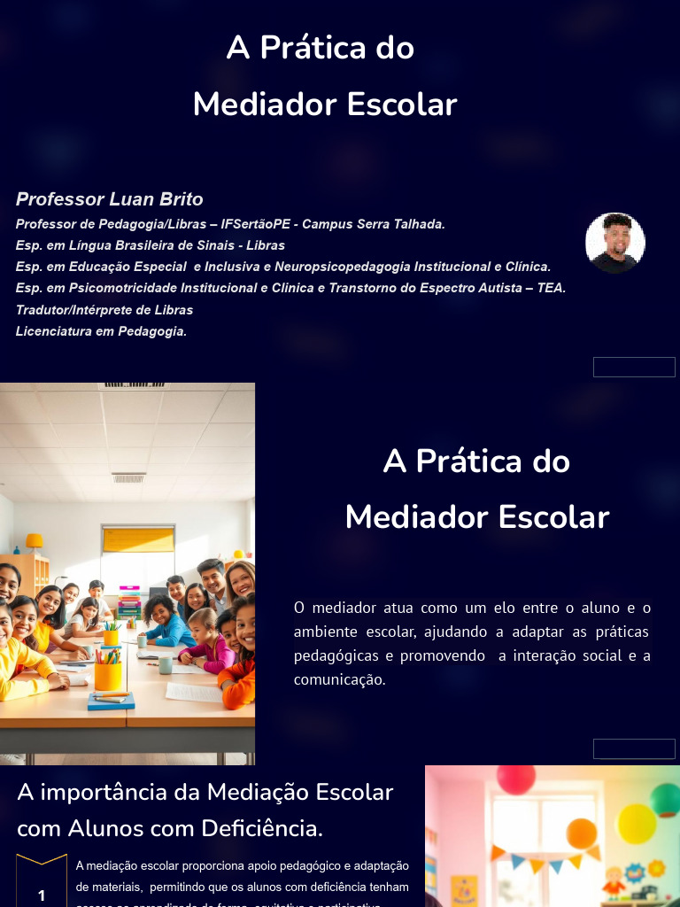 A Pratica Do Mediador Escolar.pptx | PDF | Educação Especial | Inclusão ...