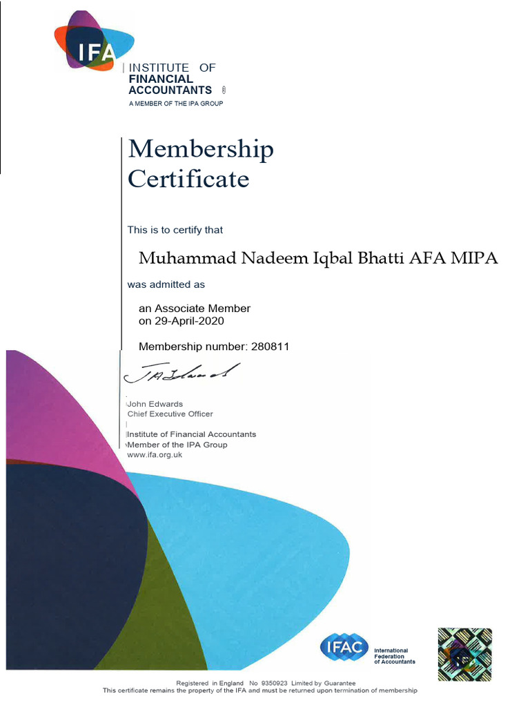 IFA Membership Certificate-1 | PDF