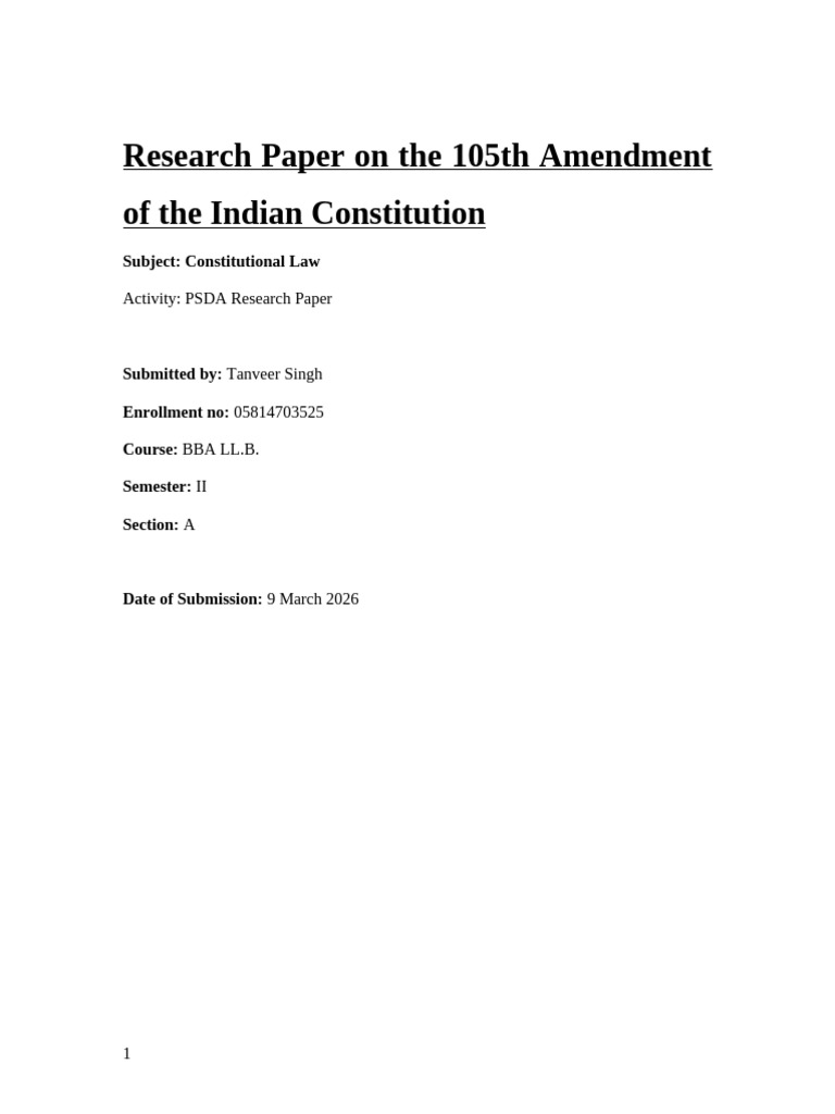 105th Amendment Constitutional Law Research Paper | PDF | Constitution ...