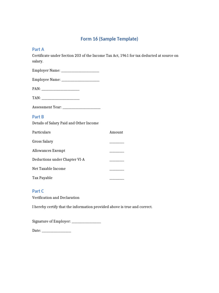 Form16 ABC Template | PDF