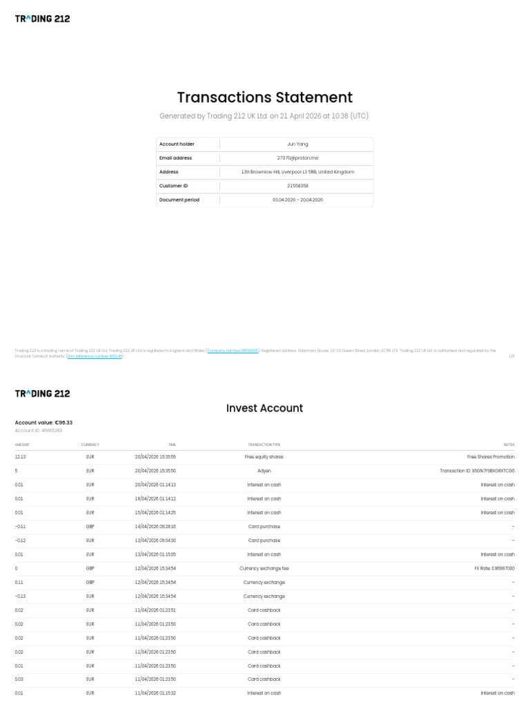 Transactions-Statement-2026-04-03-2026-04-20 | PDF | Euro | Credit Card