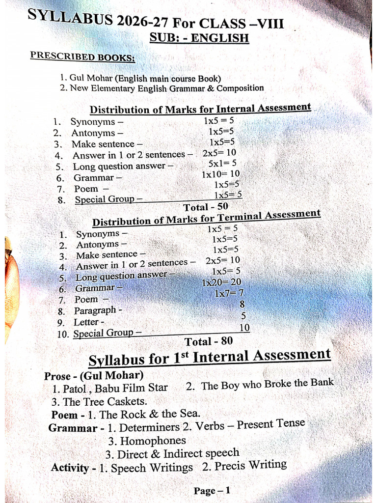 Class 8 Syllabus | PDF