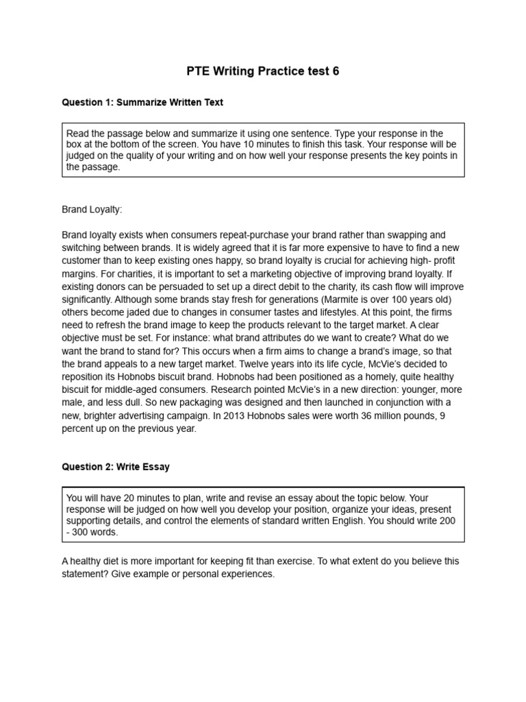 PTE Writing Practice Test 6 | PDF | Healthy Diet | Diet (Nutrition)