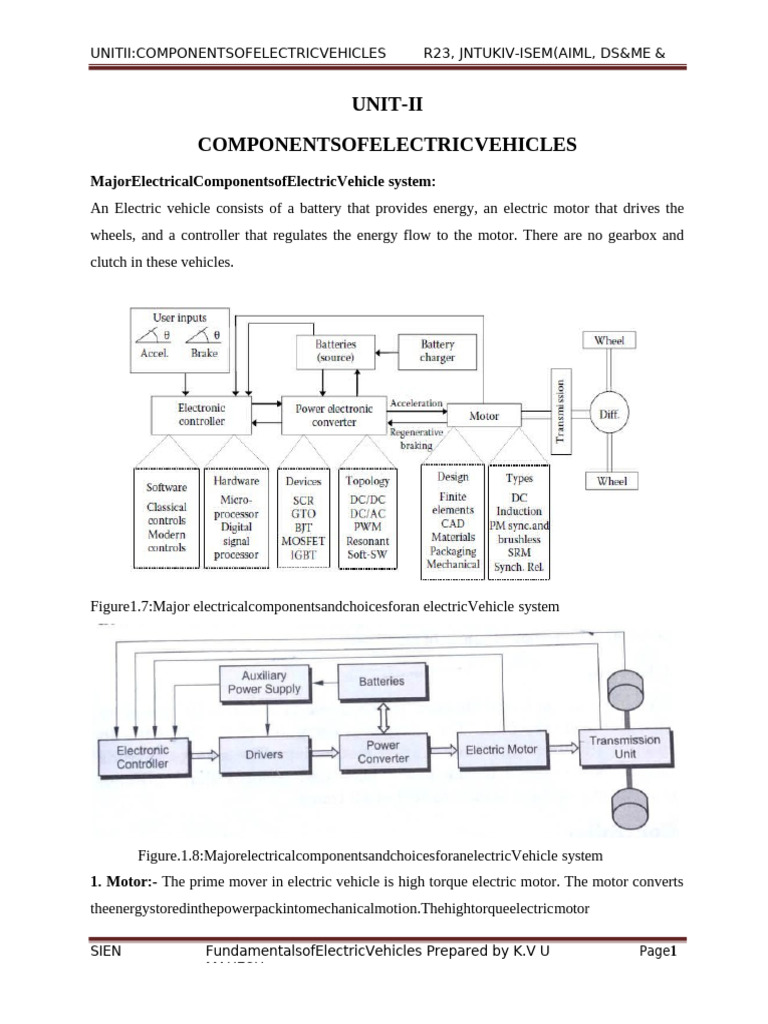Unit-II Components of Electric Vehicless | PDF | Computer Engineering ...
