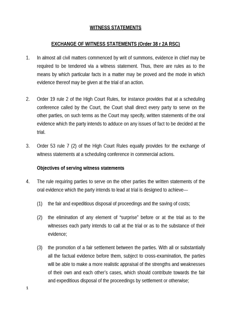 NOTES - WITNESS STATEMENTS | PDF | Witness | Legal Procedure