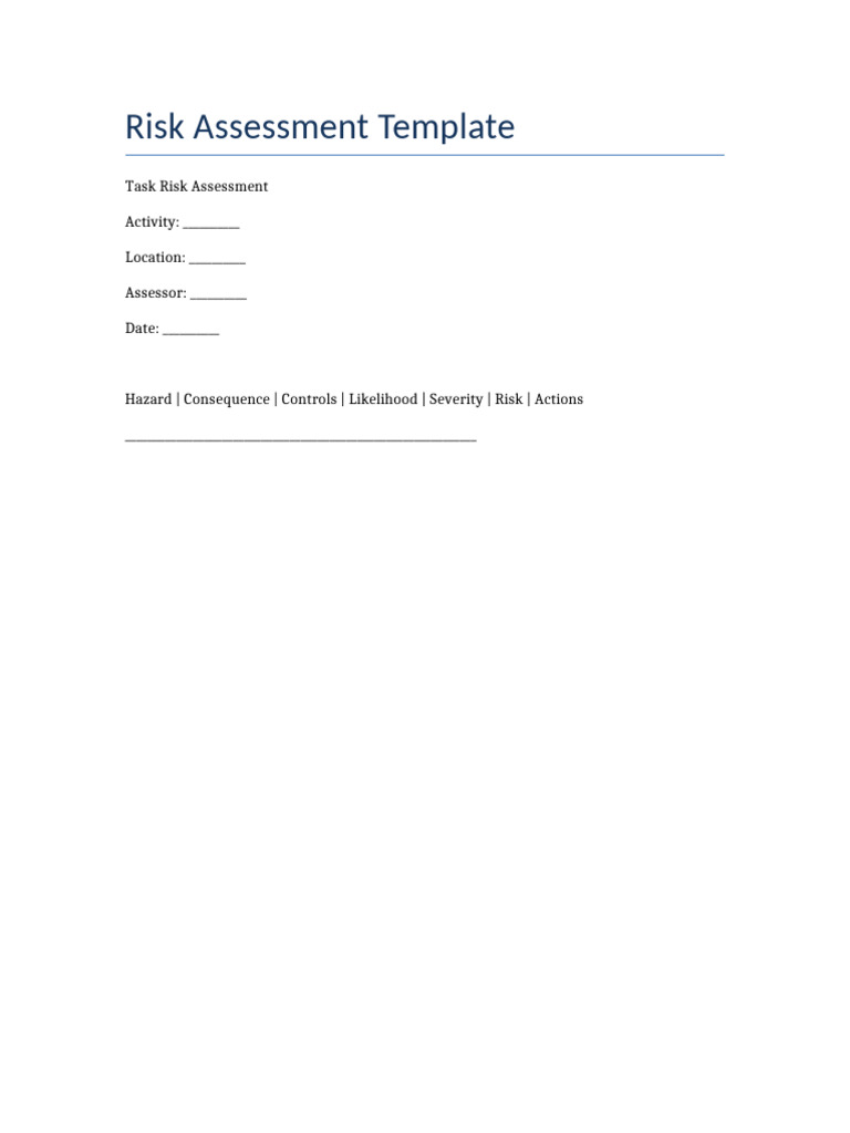 Risk Assessment Template | PDF