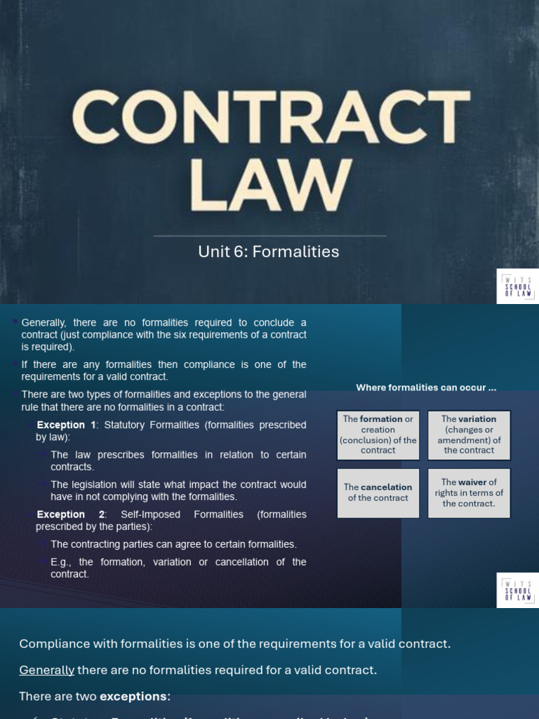 Unit 6 - Formalities | PDF | Surety | Lease
