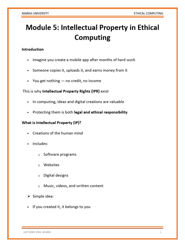 Ethical Computing - Module 5 | PDF | Intellectual Property | Copyright ...