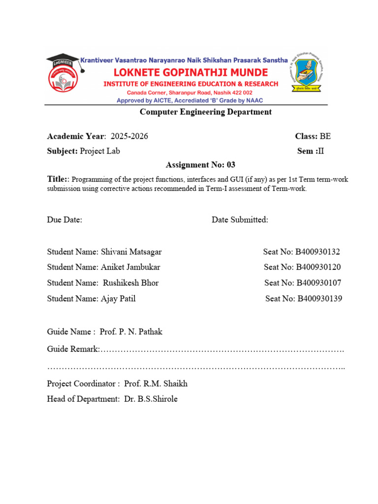 Assignment No 3 Project New | PDF