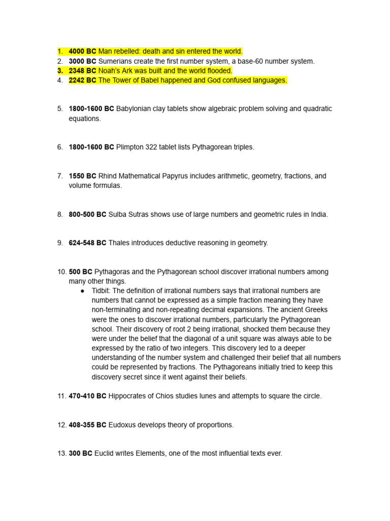 History of Math Final | PDF | Numbers | Mathematics