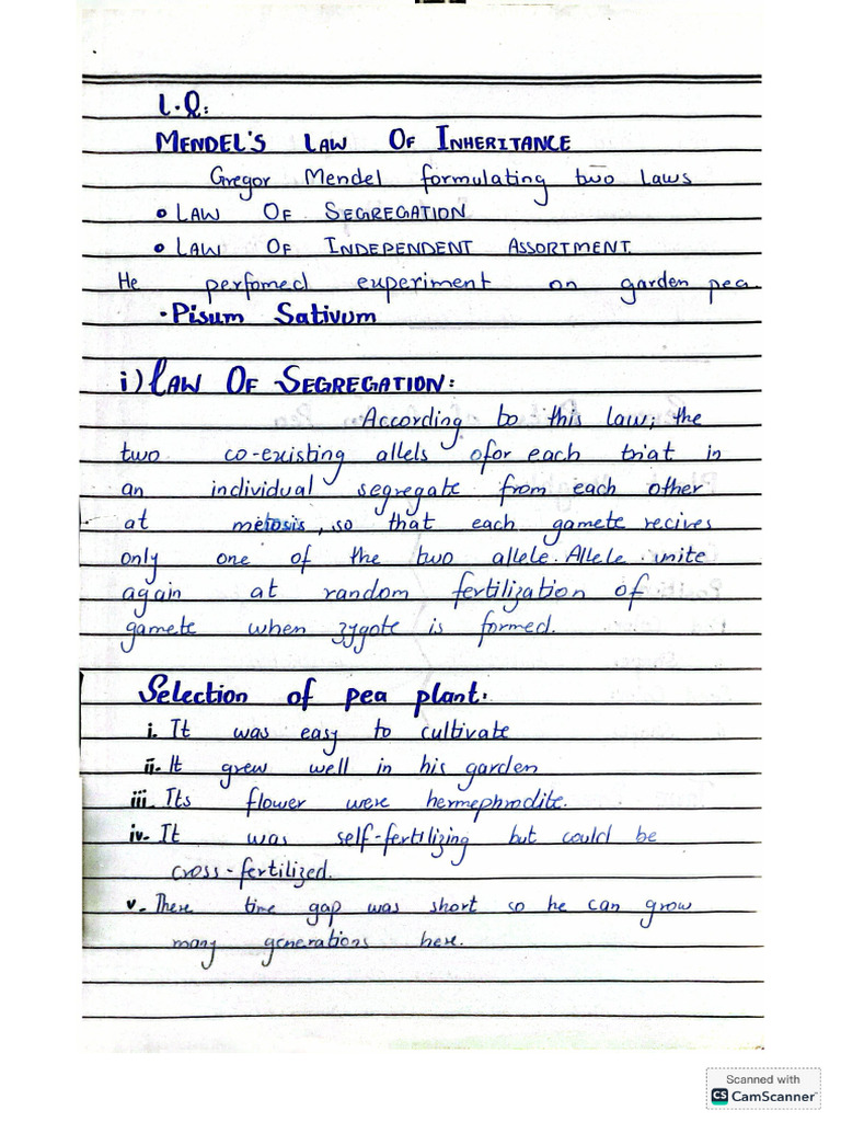 Dr. Haidar Secret Notes for Mendel's Law of Inheritance | PDF