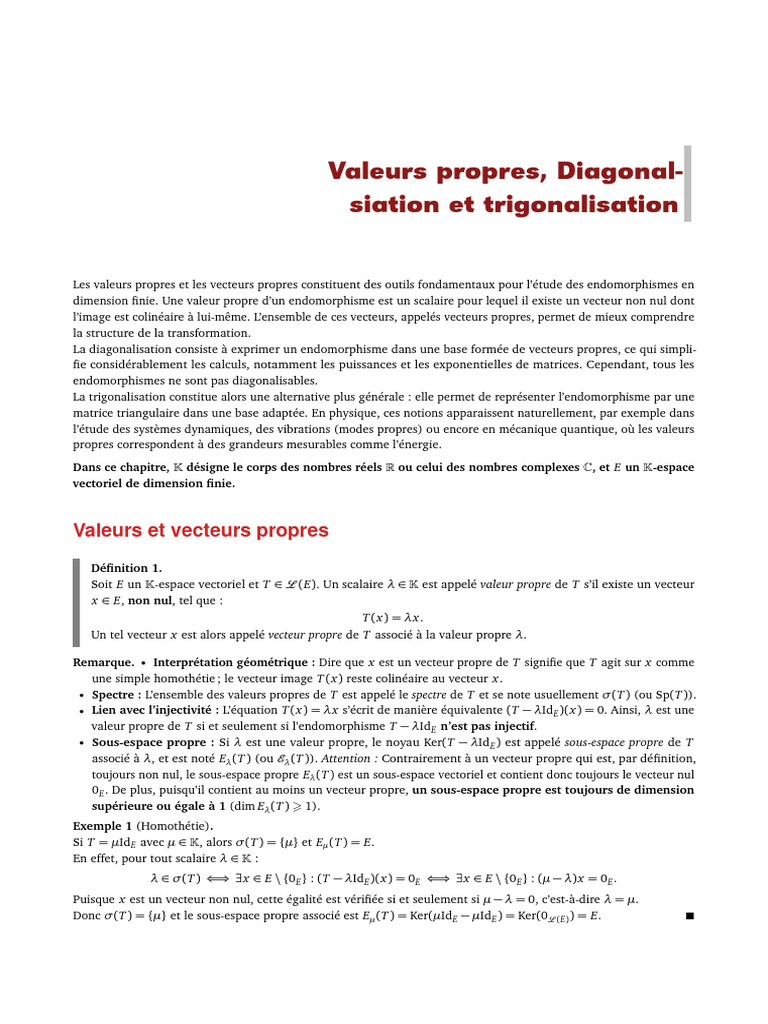 Chapitre 3, Valeurs Et Vecteurs Propres, Diagonalsiation ...