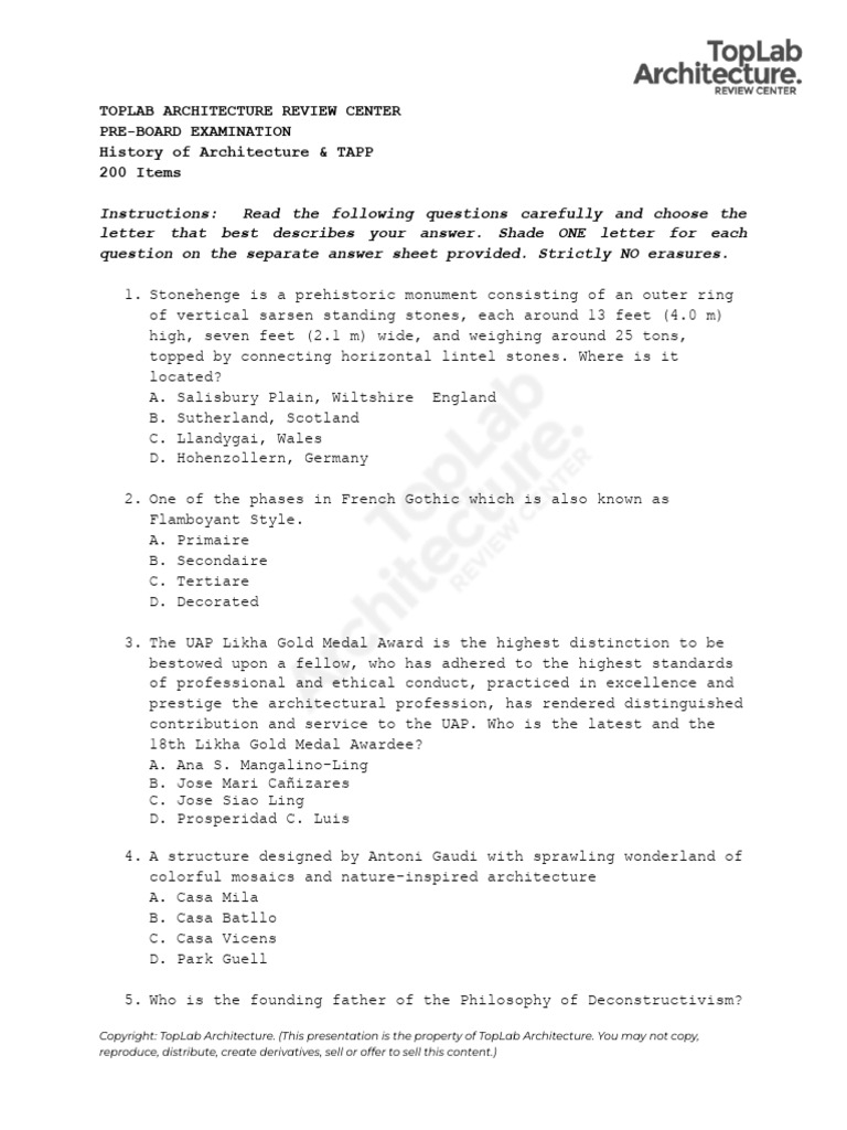 Toplab - Pre-Board HOA and TAPP | PDF
