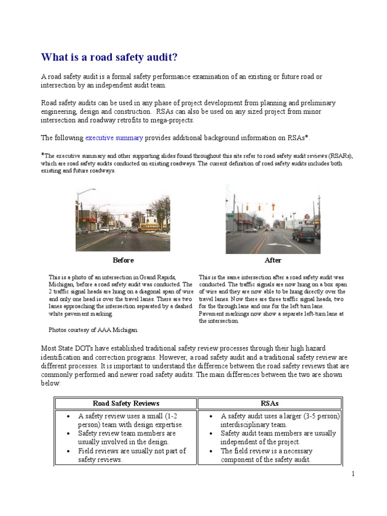 What is a Road Safety Audit Road Traffic Safety Audit