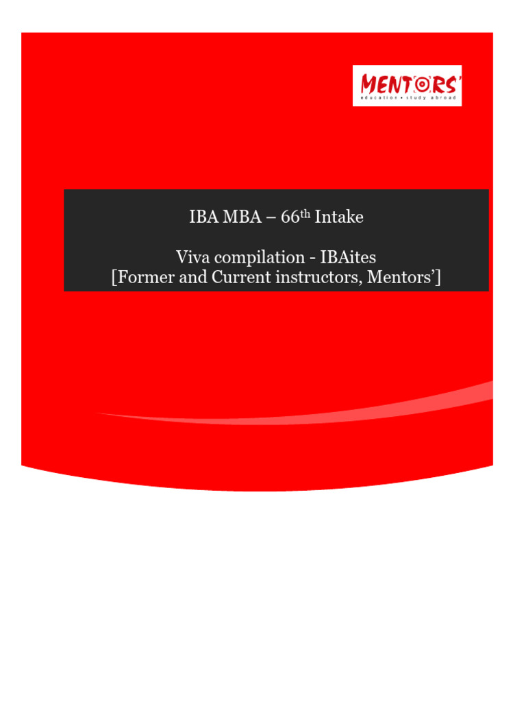IBA MBA Viva Compilation - Mentors | PDF | Business