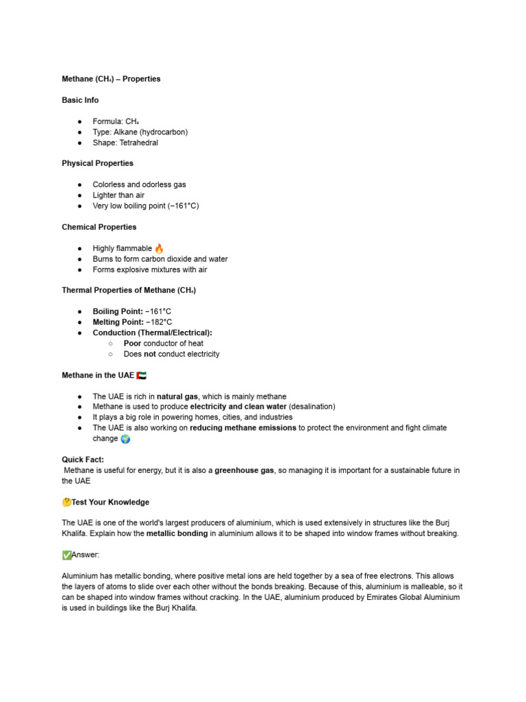 Methane – Properties (1) | PDF