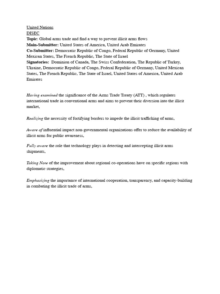 DISEC Resolution Paper | PDF | United Nations Development Programme ...