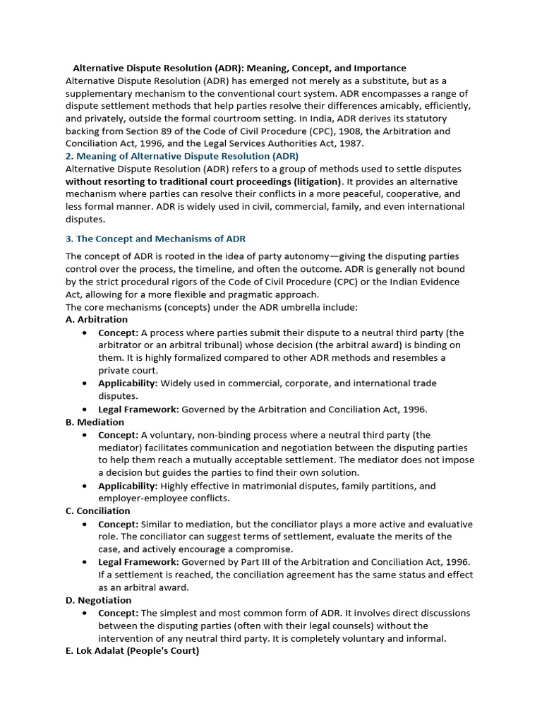 ADR NOTES ;) | PDF | Alternative Dispute Resolution | Arbitration