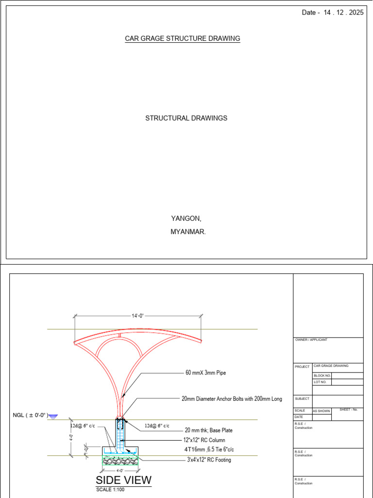 CAR GARAGE DRAWING DETAIL (2) | PDF | Garage (Residential) | Civil ...