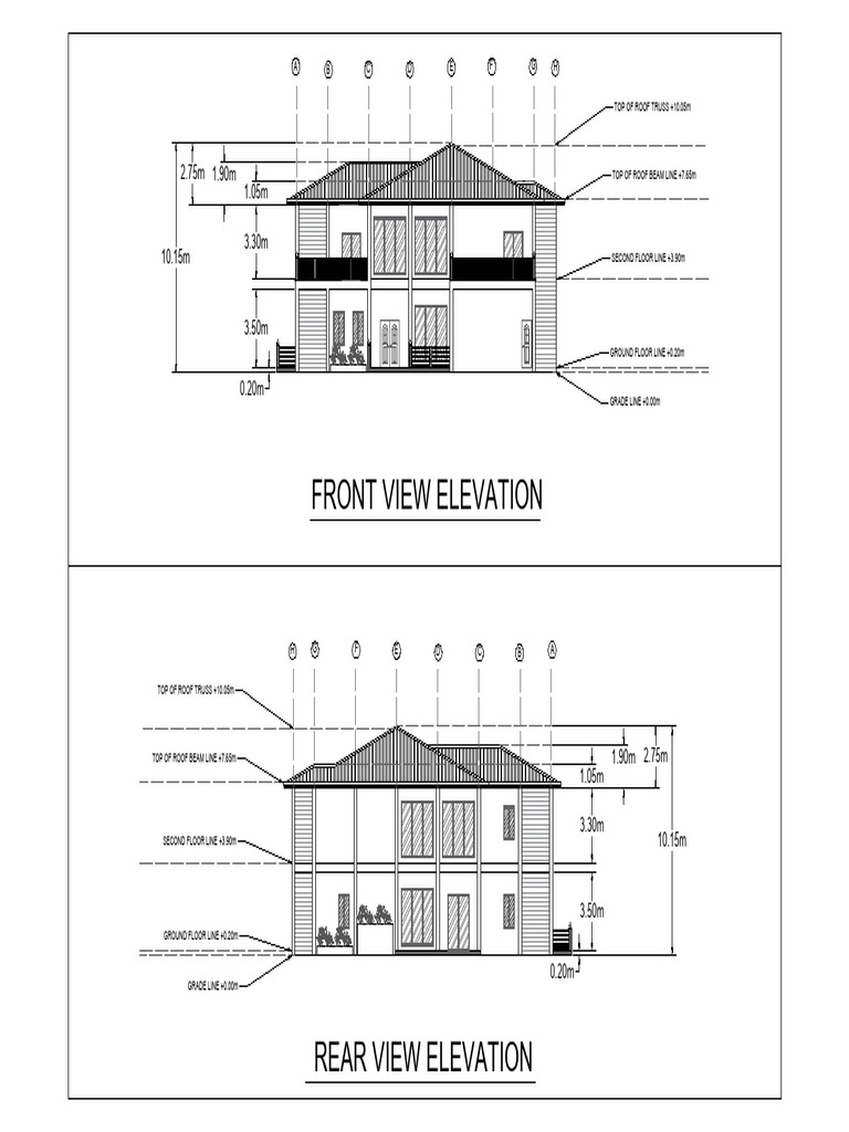 Building Design-Model FRONT & REAR VIEW | PDF