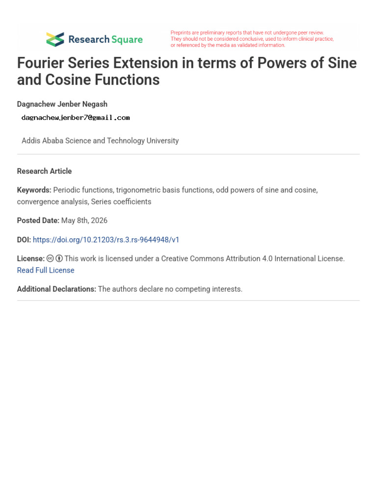 Fourier Series Extension in Terms of Powers of Sin | PDF | Fourier ...