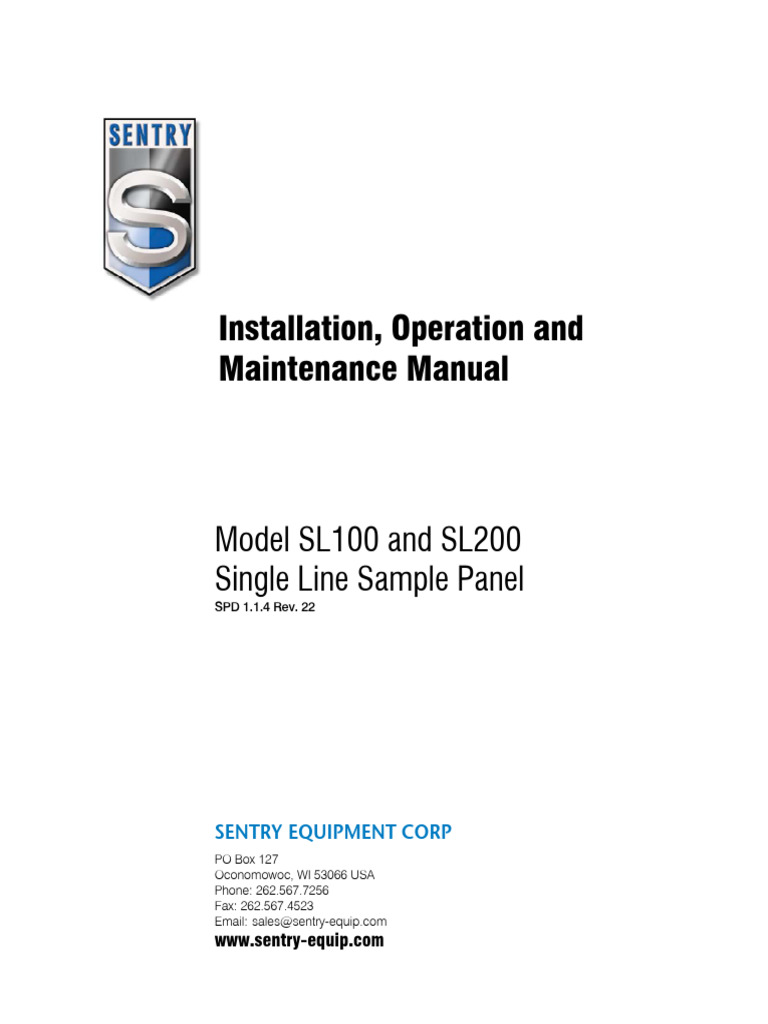 SENTRY Single Line Sample Panel | PDF | Valve | Water
