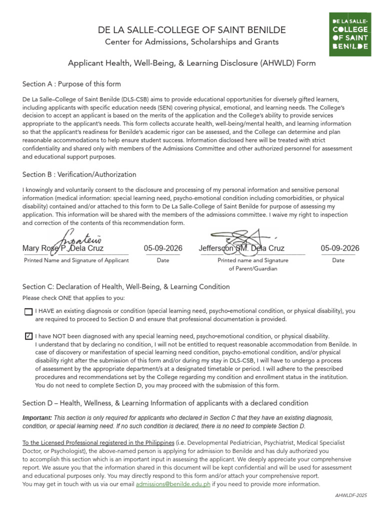 AHWLD Form (Formerly DHF and Waiver) Signed - Fillable | PDF