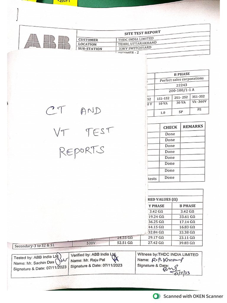 CT and VT Test Reports | PDF